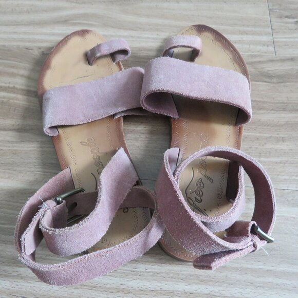 FREE PEOPLE Torrence Ankle Wrap Suede Sandals in Mauve Purple Boho - Size US 6.5 - Picture 14 of 16